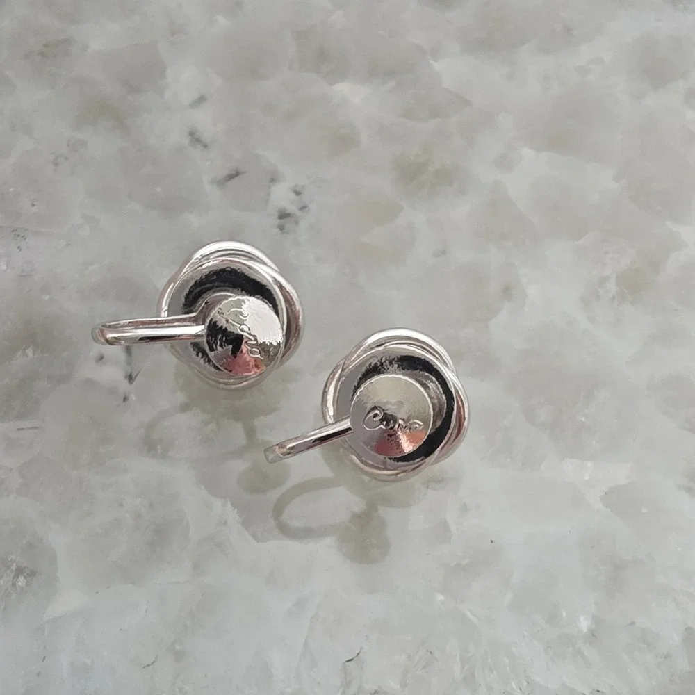 Vintage Coro Silvertone Round Button Screw Back Earrings Signed 1